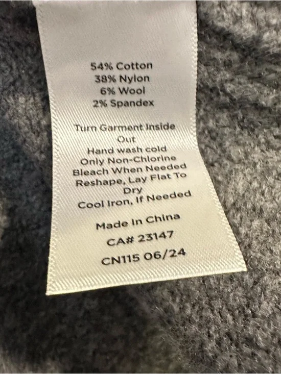 Talbots Women's Cotton Blend Soft Stone Embellished Poncho Gray Sweater - Picture 5 of 6